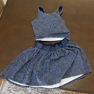 Navy Polka Dot Two-Piece Outfit